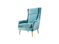 Blue Accent Chair with Polished Gold Frame