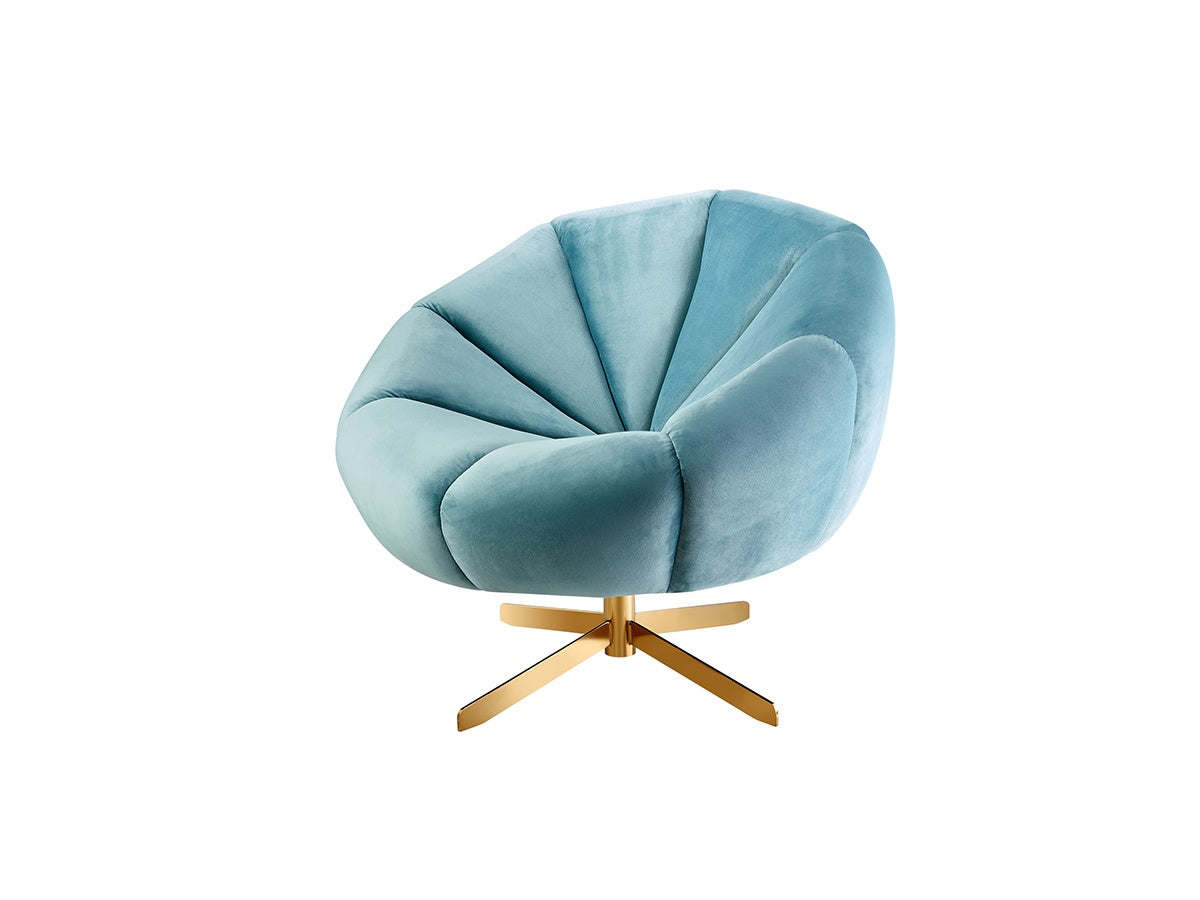 Blue Upholstered Accent Chair with Gold-Tone Base