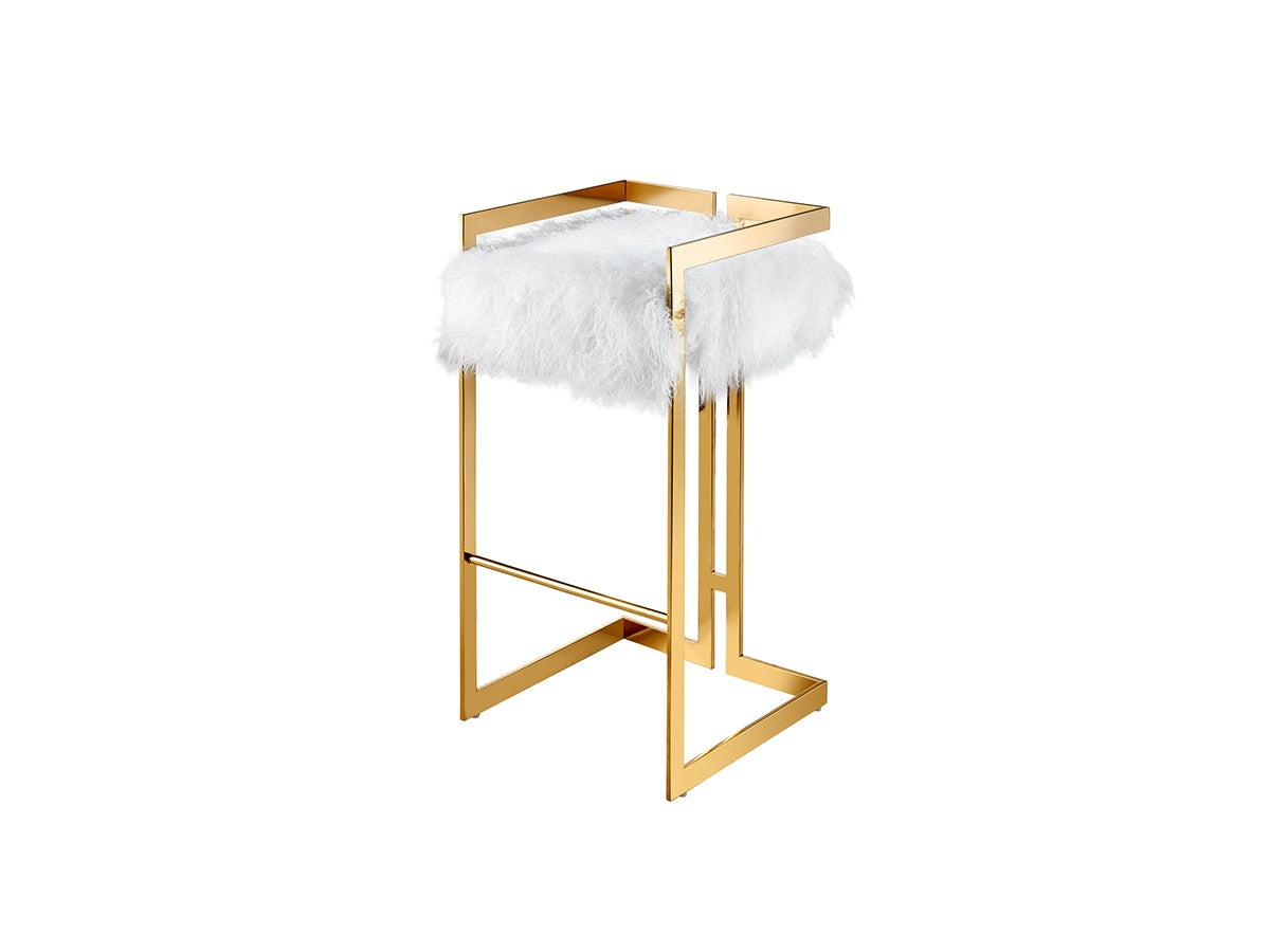 Bar Stool — Polished Gold and White