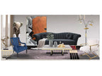 Velvet Sofa and Mixed-Metal Accent Chair Three-Piece Set