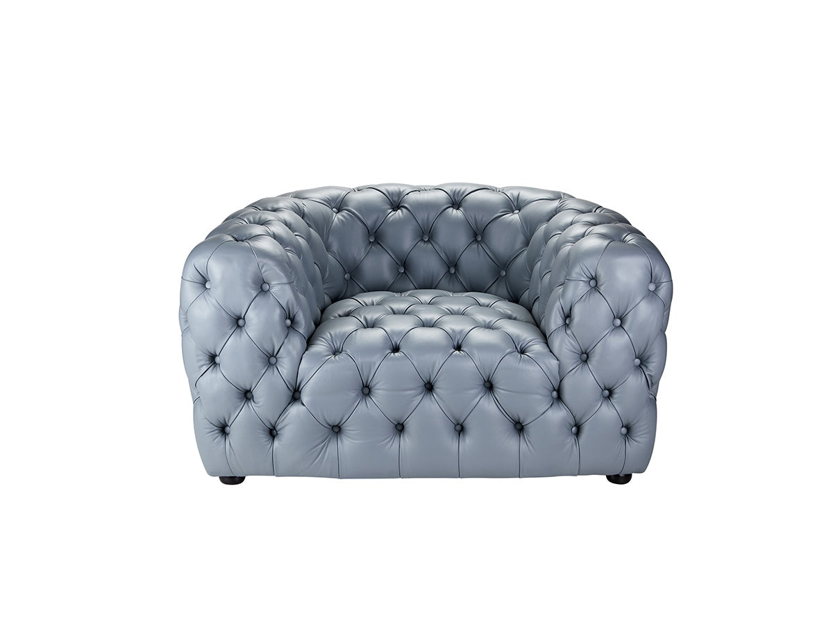 Blue Gypsophila Full-Grain Leather One-Seater Sofa