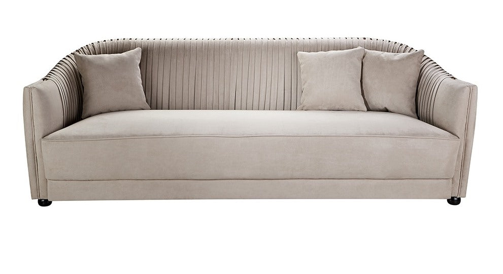Cream Ecological Leather Campsis Three-Seater Sofa