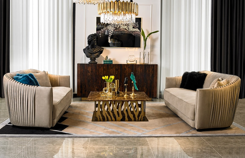 Ecological Leather Two-Piece Three-Seater Sofa Set