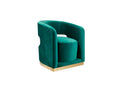 Green Leather Accent Chair with Polished Gold Frame