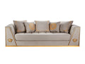 Waterproof Cloth Three-Piece Sofa Set with Brushed Gold Accents