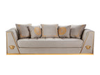 Waterproof Cloth Three-Piece Sofa Set with Brushed Gold Accents