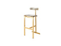 Bar Stool — Polished Gold and Beige