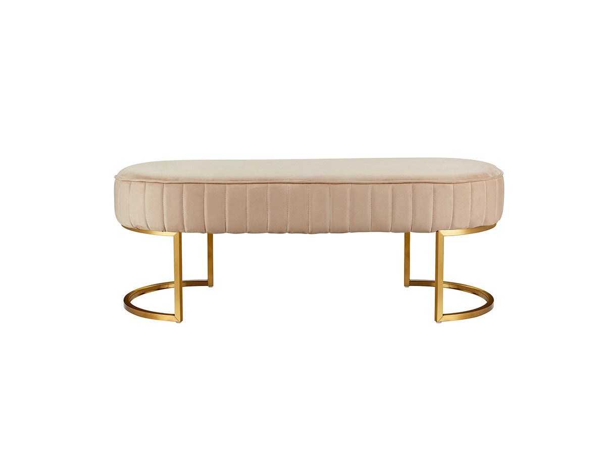 Brushed Gold Leather Bed Bench with Stainless Steel Frame