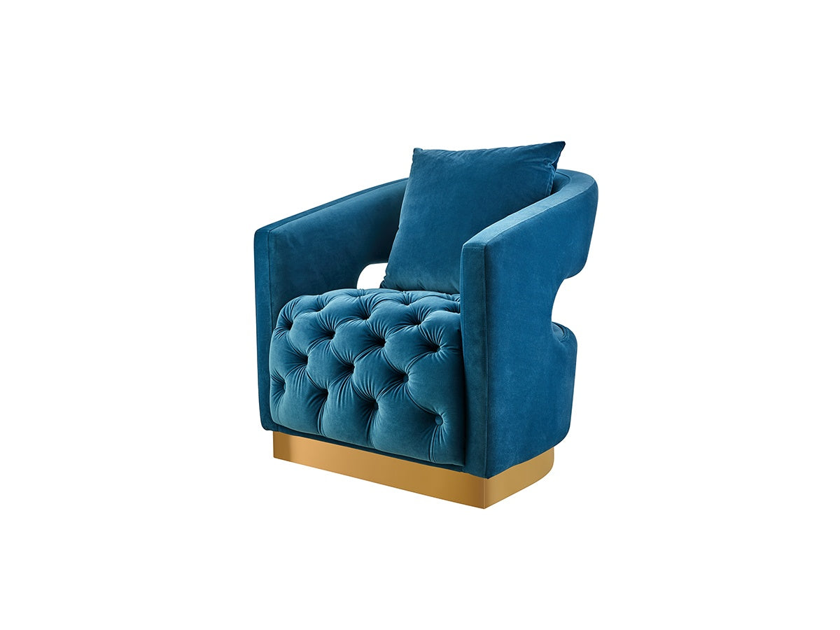 Lisianthus Flower Velvet Lounge Chair with Gold-Tone Base