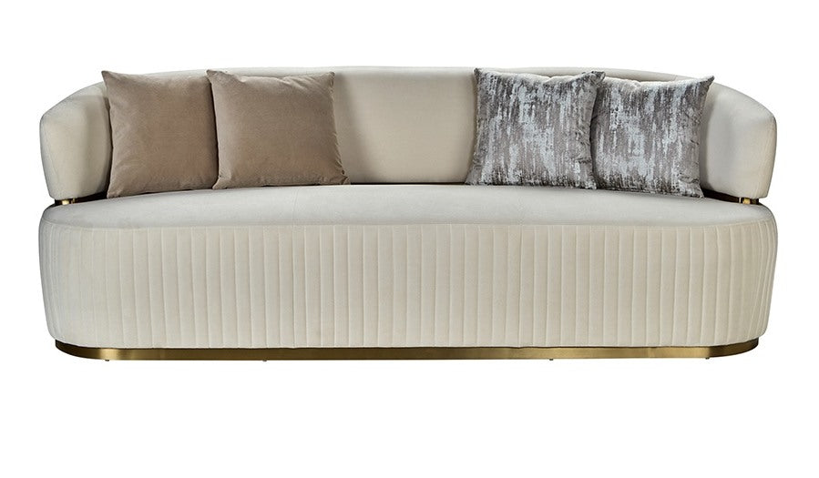 Golden-Beige Three-Seater Sofa