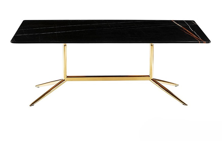Black Marble Coffee Table with Gold Stainless-Steel Frame