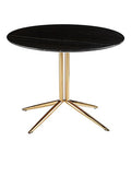 Black Marble-Top End Table with Gold-Tone Base