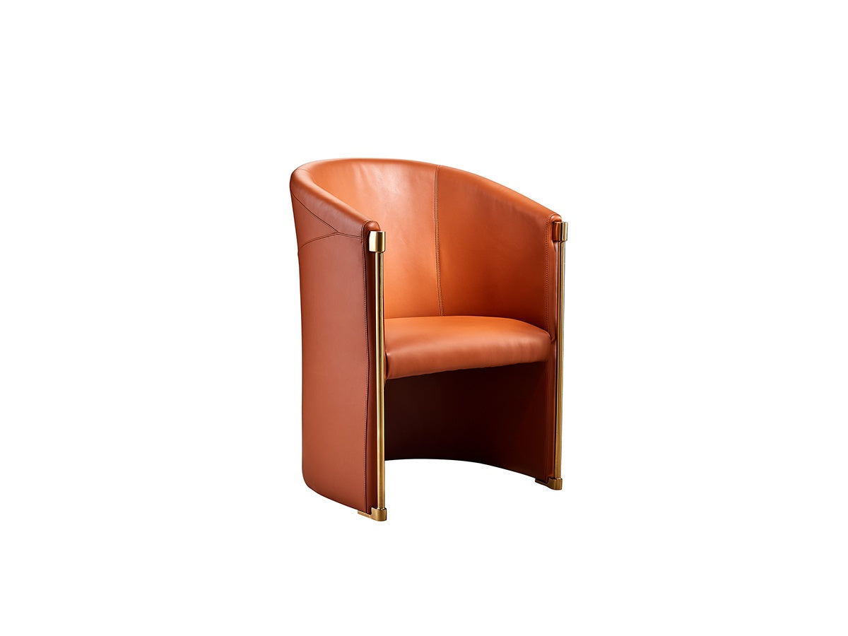 Leather Accent Chair with Gold-Tone Frame