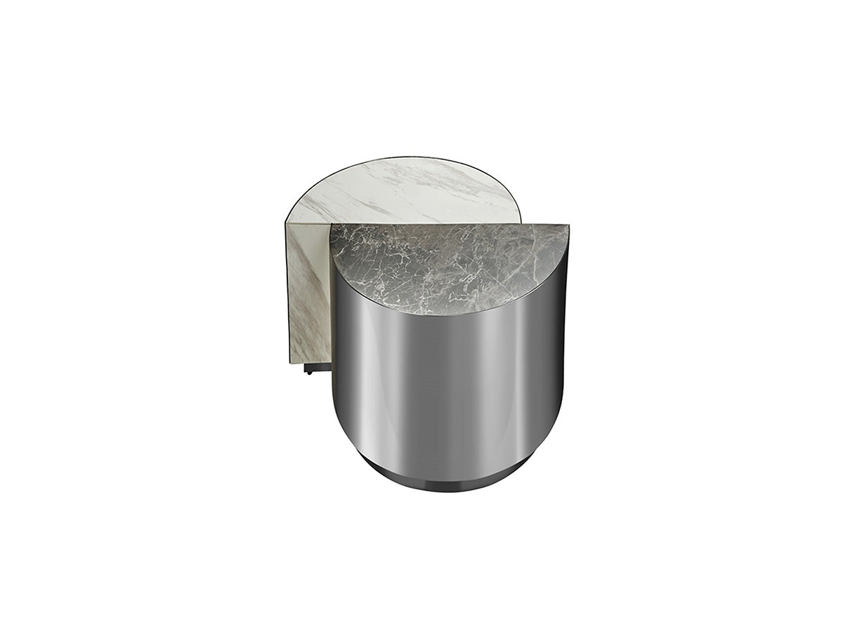 Ceramic-Glass End Table with Stainless Steel Accents