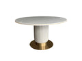 Natural Marble Dining Table with Champagne-Gold Base