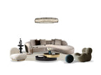 Velvet Combination Sofa and Sherpa Chair Three-Piece Living Room Set