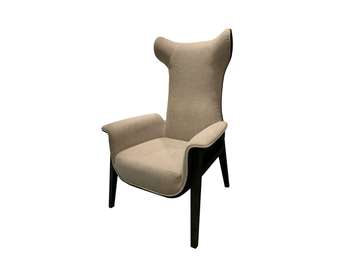Leather and Linen Lounge Chair