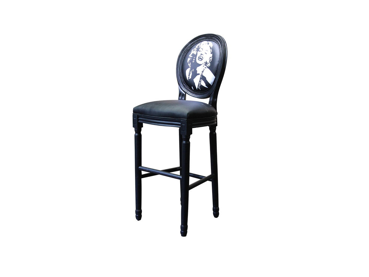 Channel-Tufted Bar Chair with Curved Back