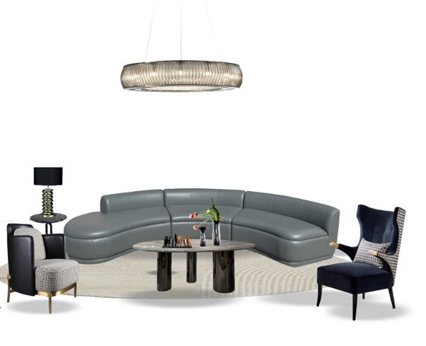 Arc Sofa and Accent Chair Three-Piece Living Room Set