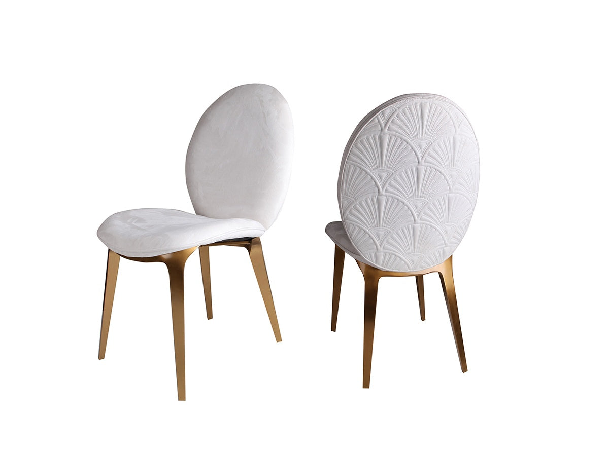 Curved-Back Upholstered Dining Chair with Tapered Legs