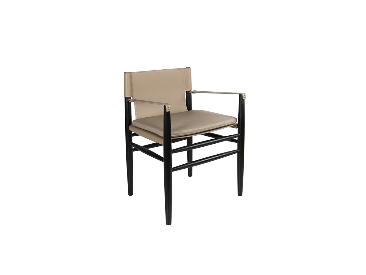 Wood-Frame Saddle-Leather Dining Chair
