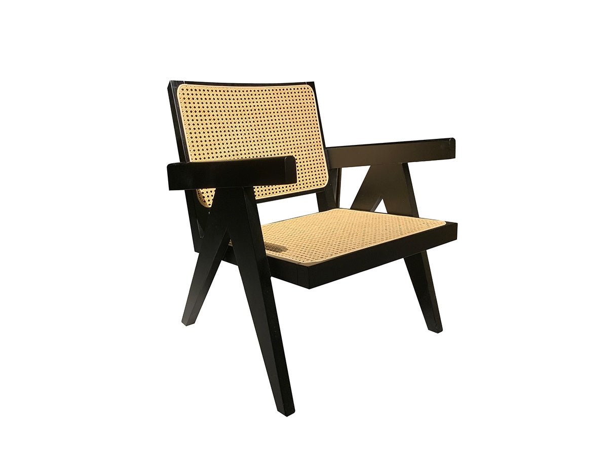 Mid-Summer Accent Chair with Rattan and Wood Construction