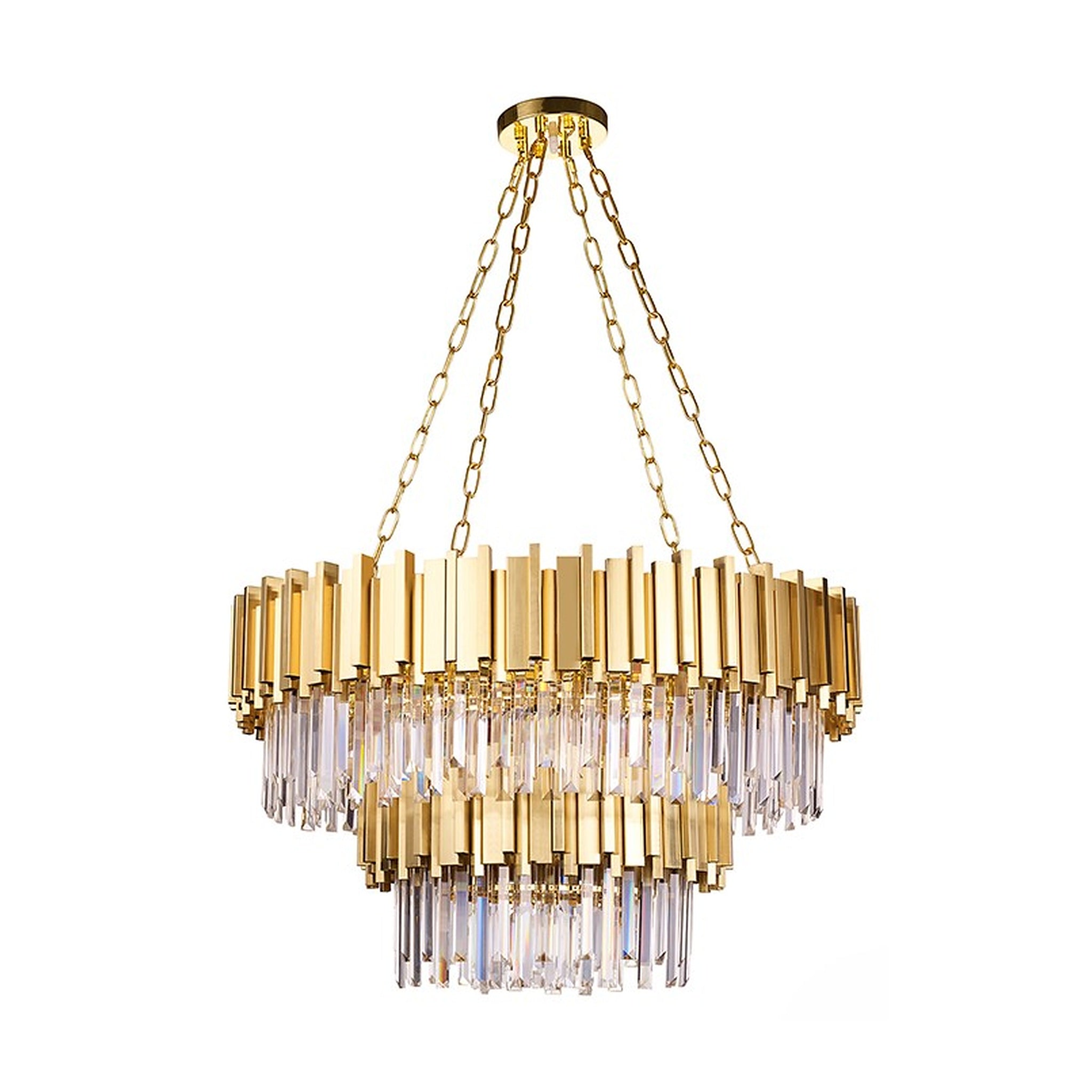 Seattle Two-Tier Brushed Gold Crystal Chandelier