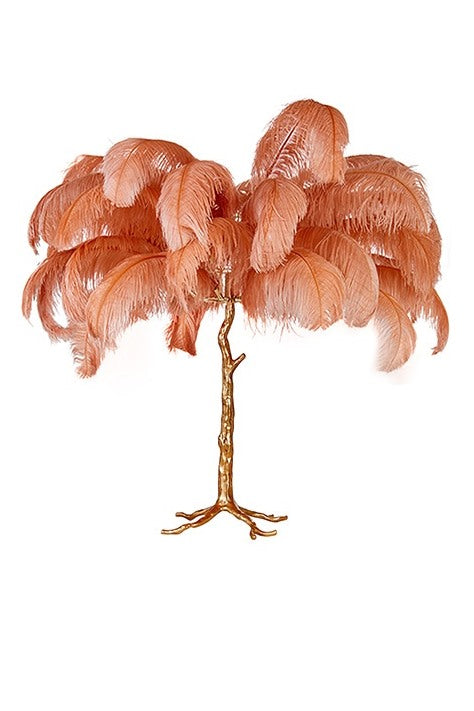 Coral Orange Feather Table Lamp