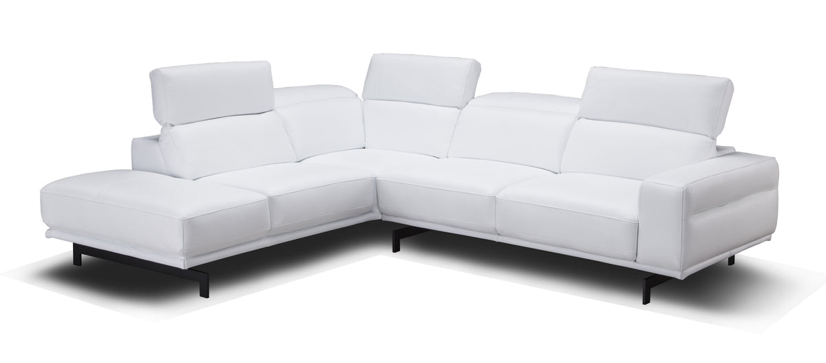 Davenport Snow White Leather Sectional — Left-Facing Chaise