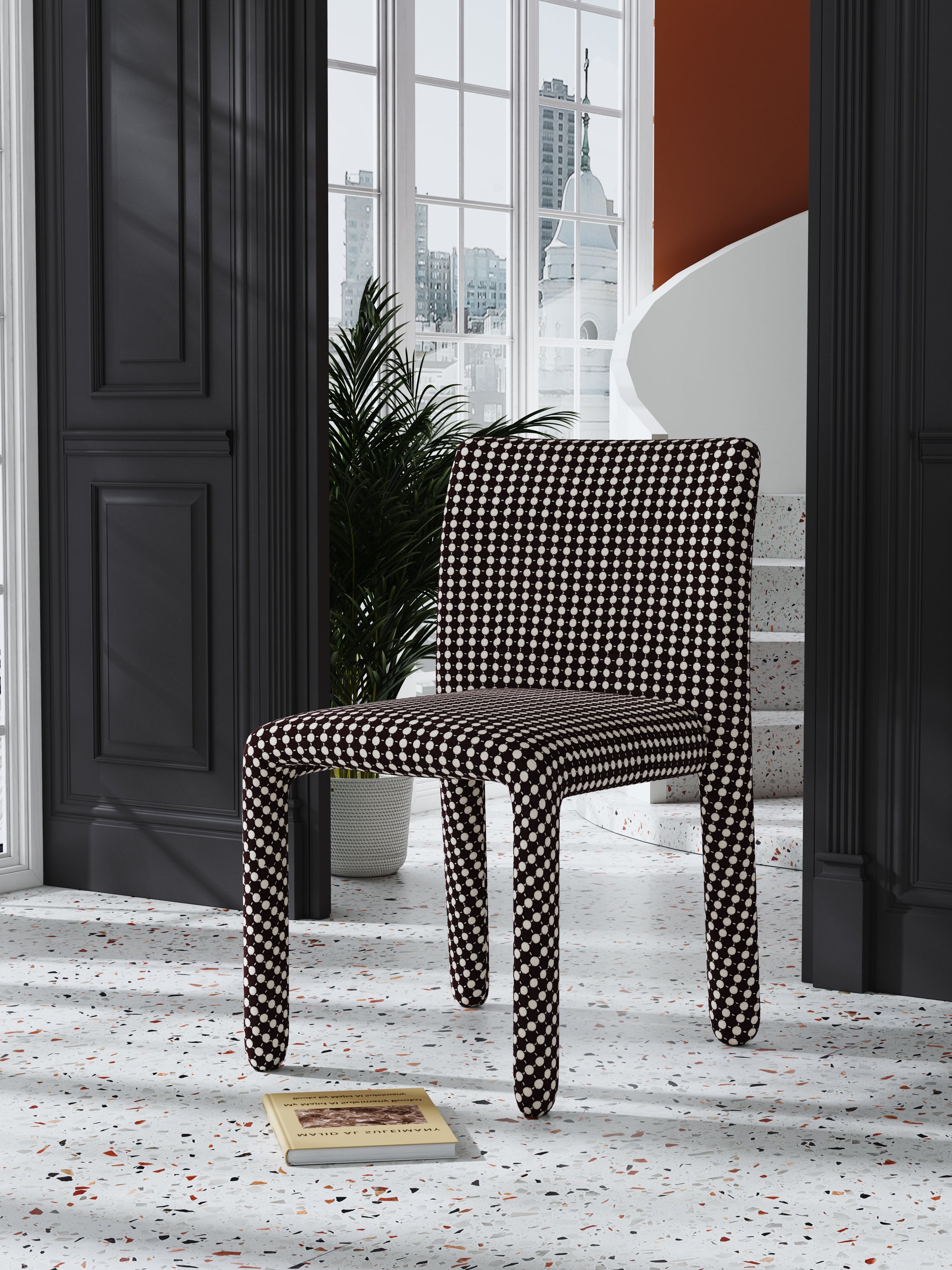 Metal-Frame Fabric-Upholstered Dining Chair