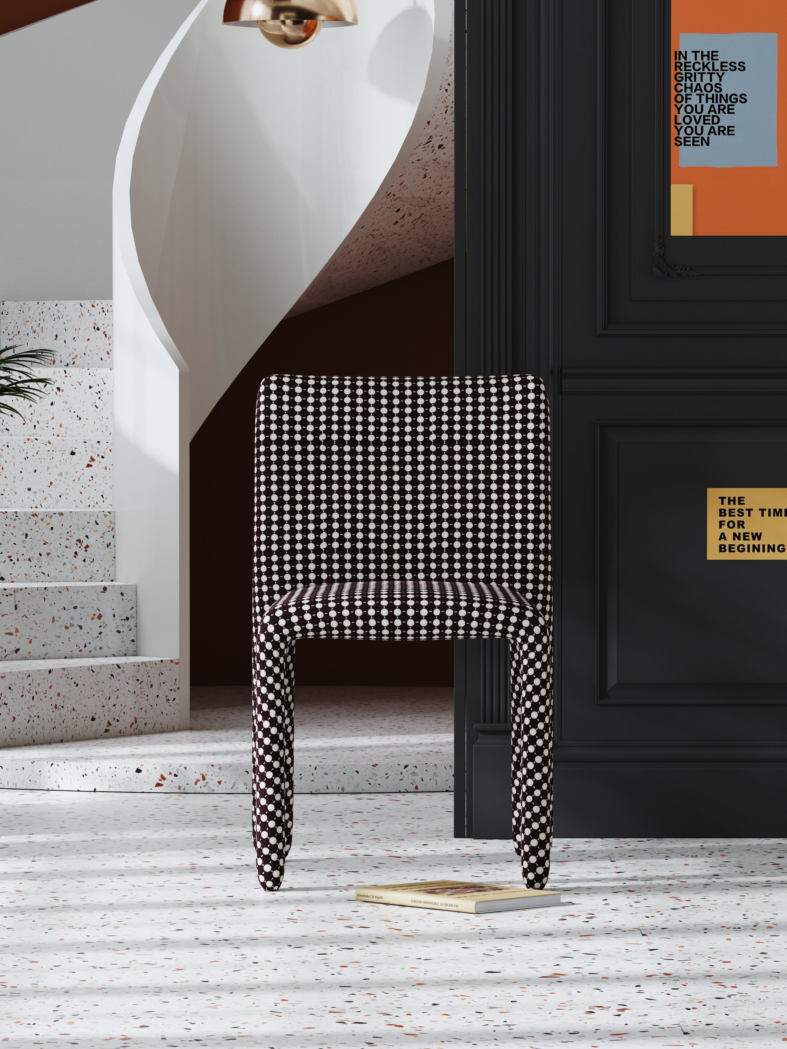 Metal-Frame Fabric-Upholstered Dining Chair