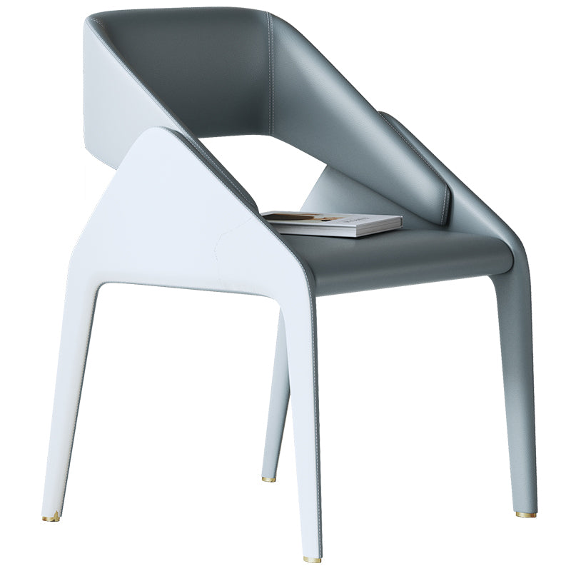 Metal-Frame Microfiber-Leather Dining Chair