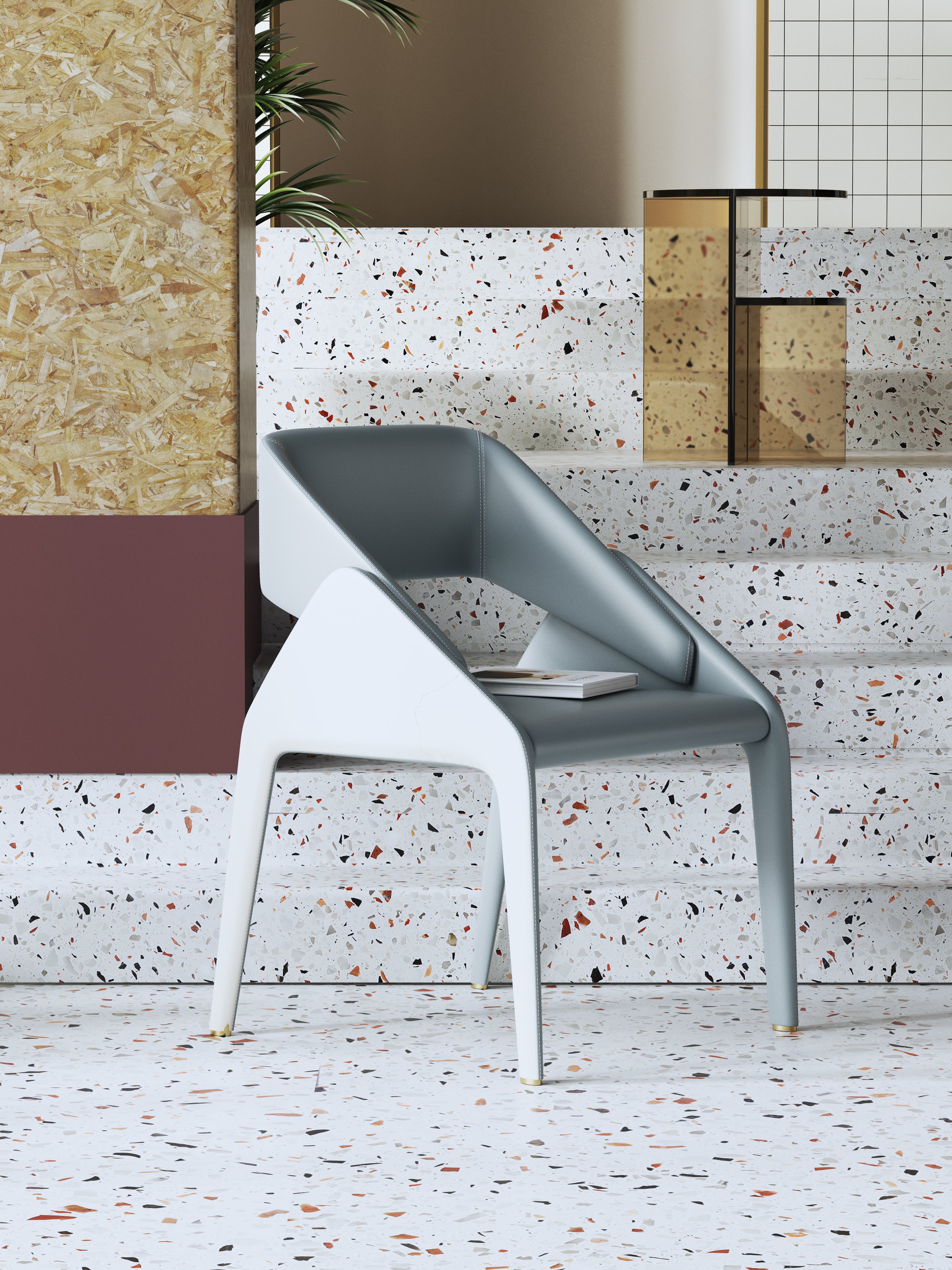 Metal-Frame Microfiber-Leather Dining Chair