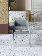Metal-Frame Microfiber-Leather Dining Chair