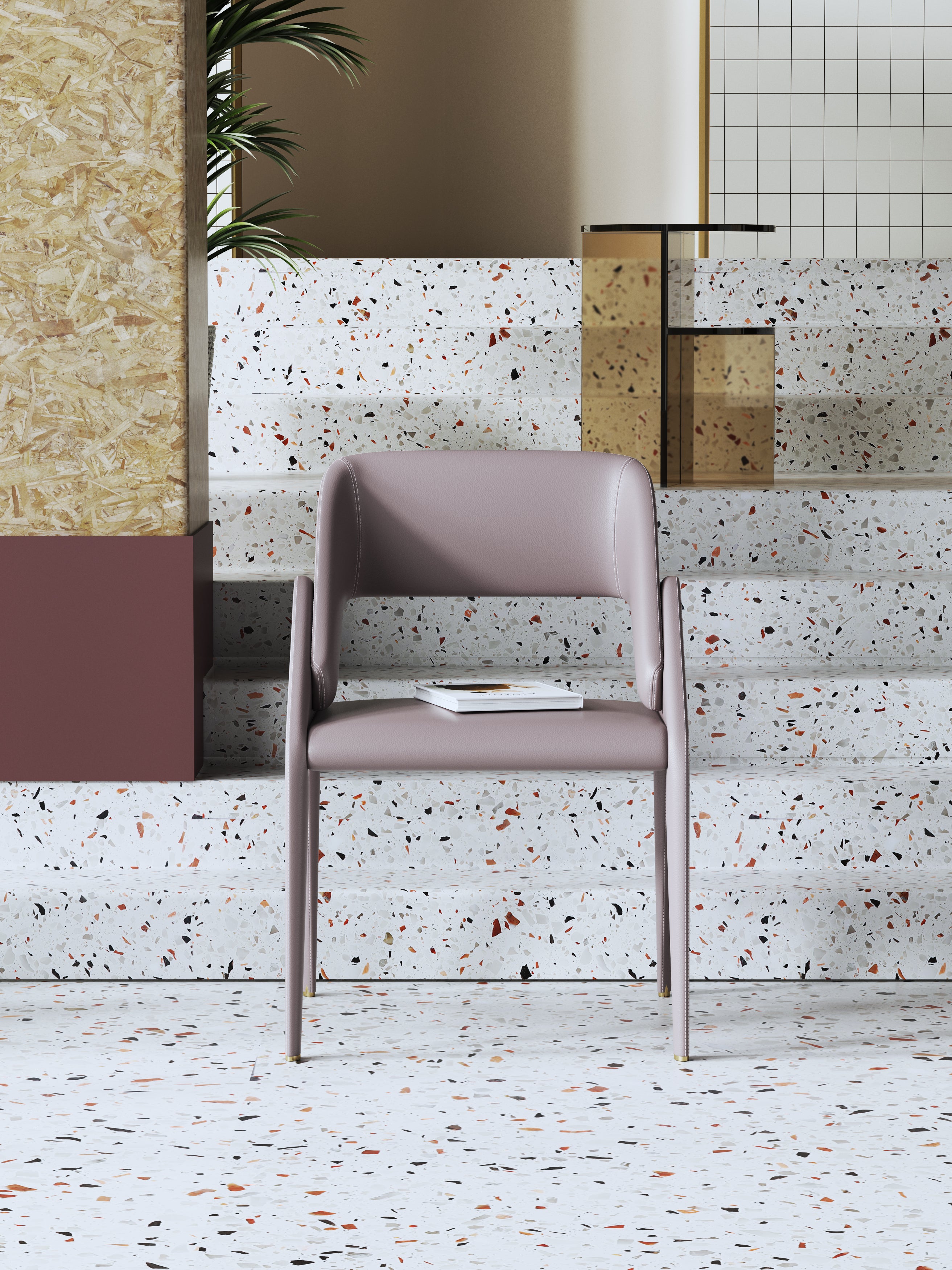 Metal-Frame Microfiber-Leather Dining Chair