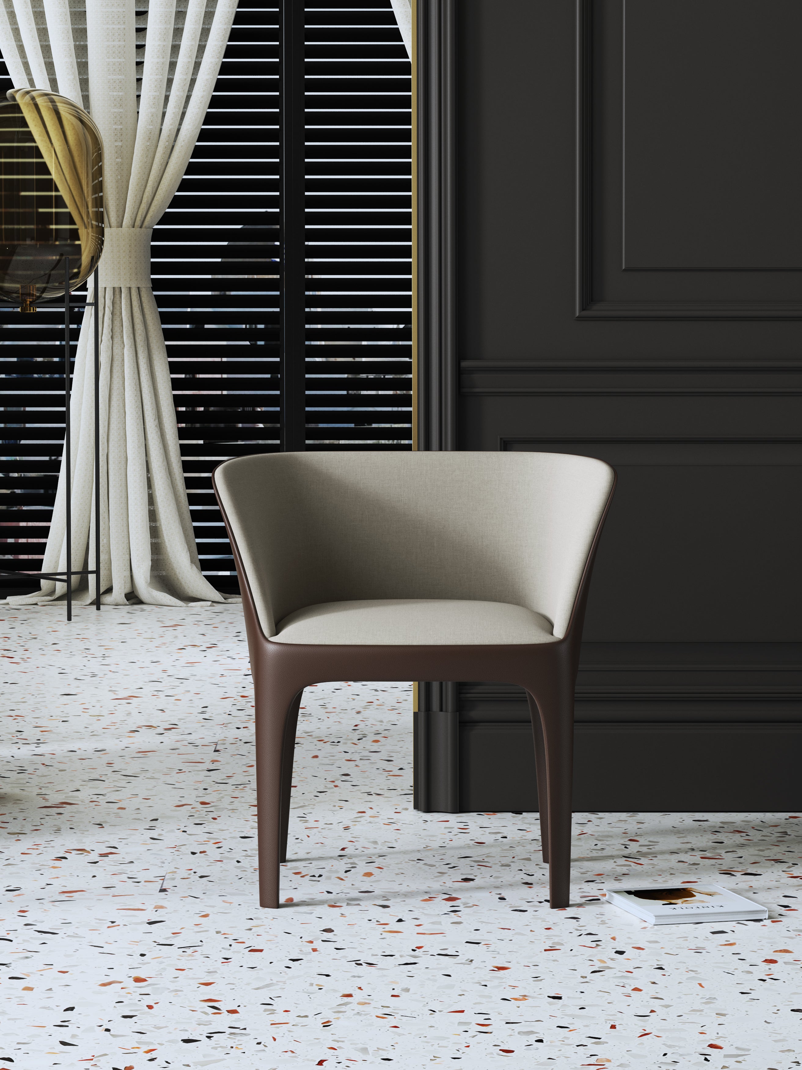 Metal-Frame Microfiber-Leather Dining Chair