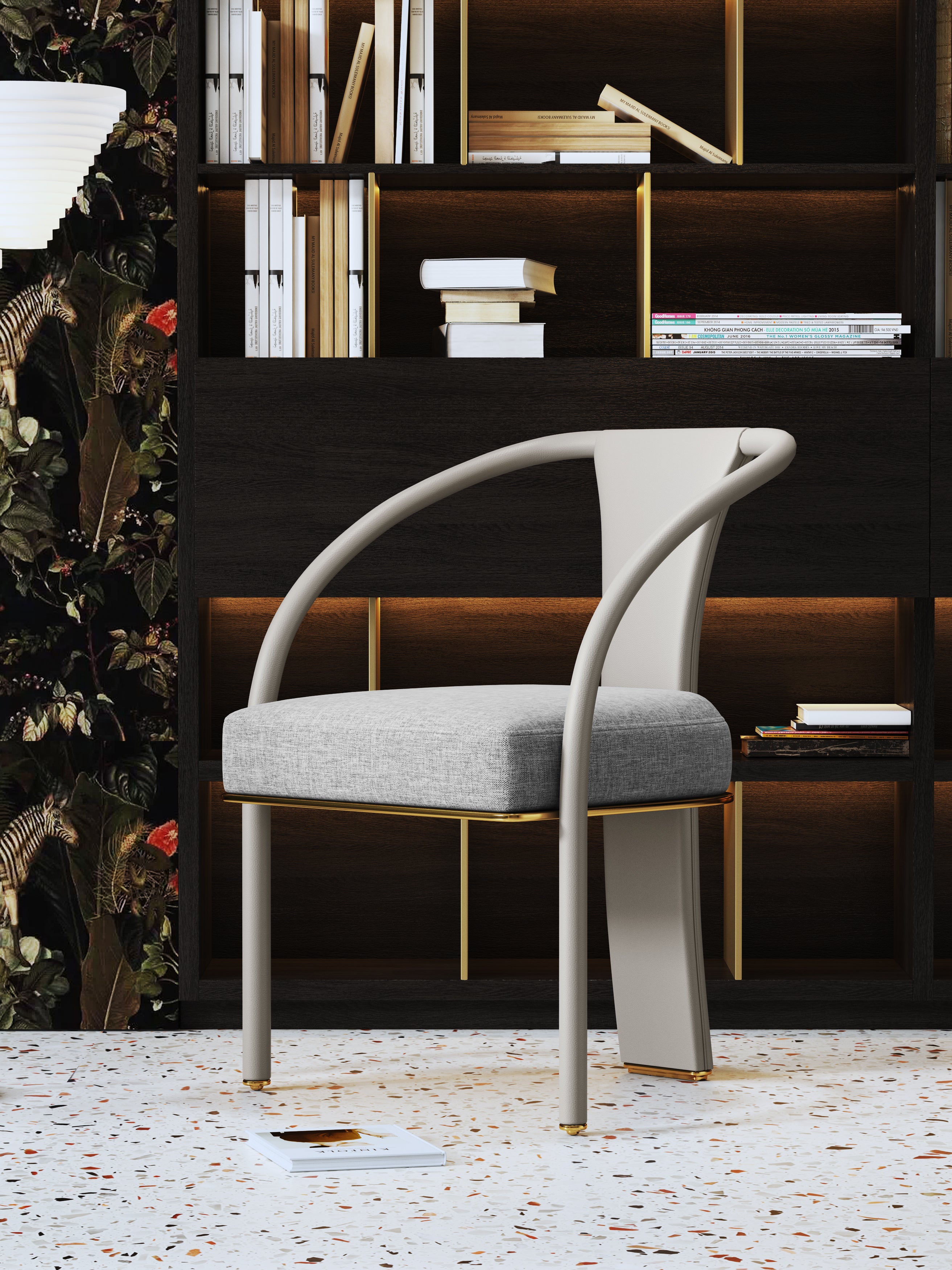 Gold-Tone Microfiber-Leather Dining Chair