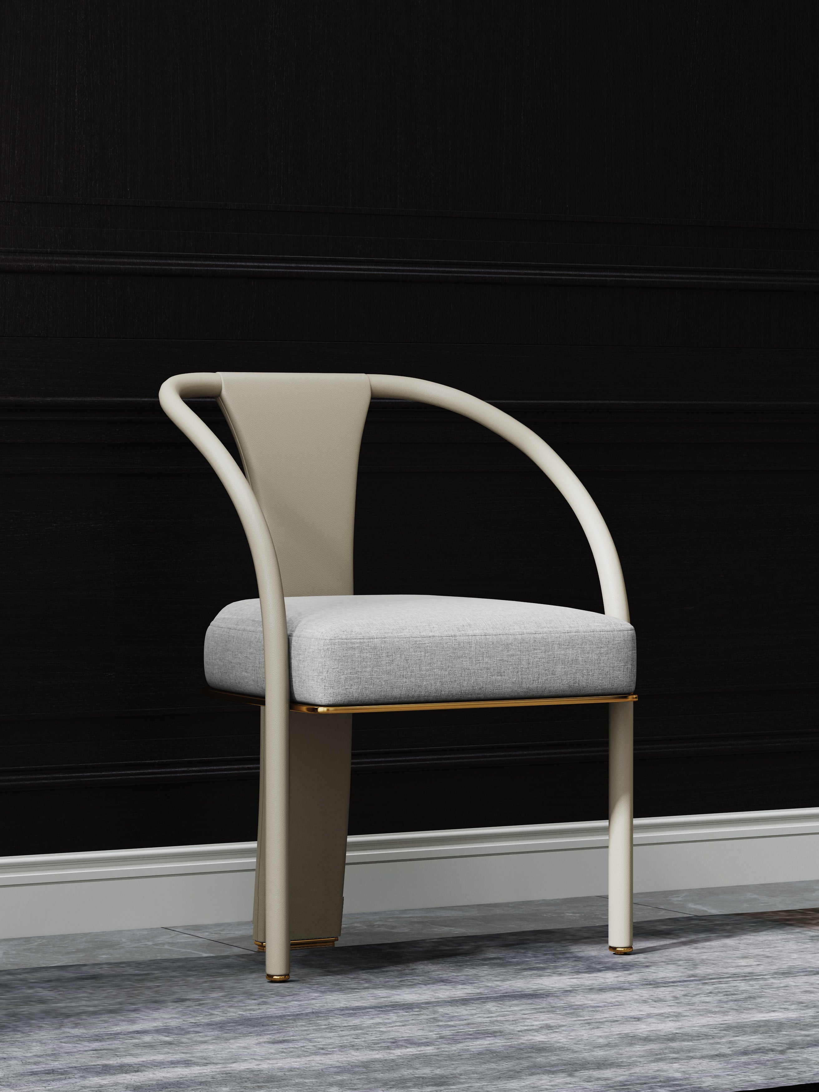 Gold-Tone Microfiber-Leather Dining Chair