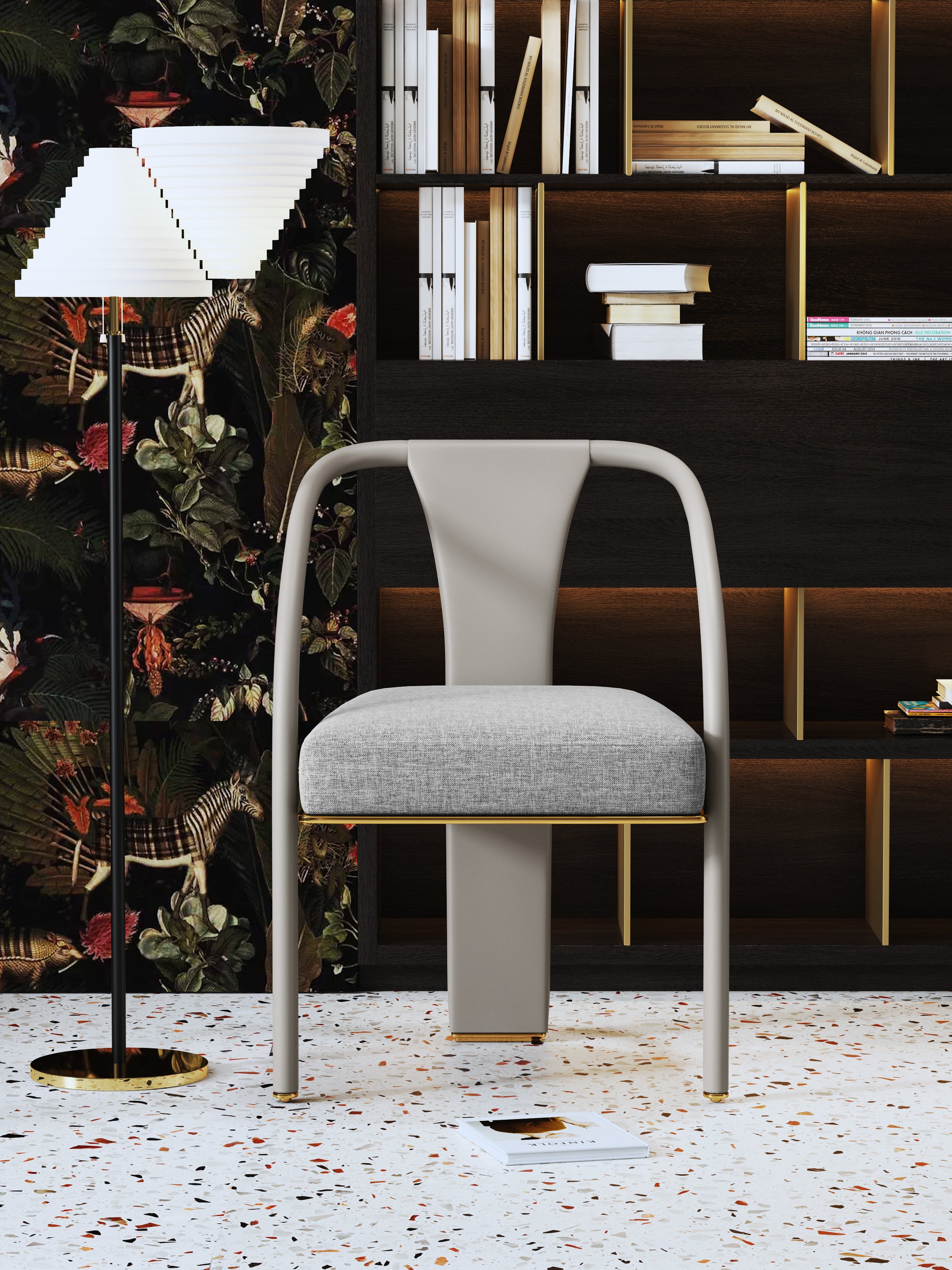 Gold-Tone Microfiber-Leather Dining Chair