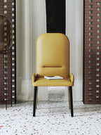 Metal-Frame Microfiber-Leather Dining Chair