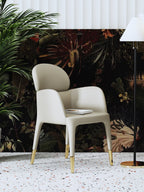 Metal-Frame Microfiber-Leather Dining Chair