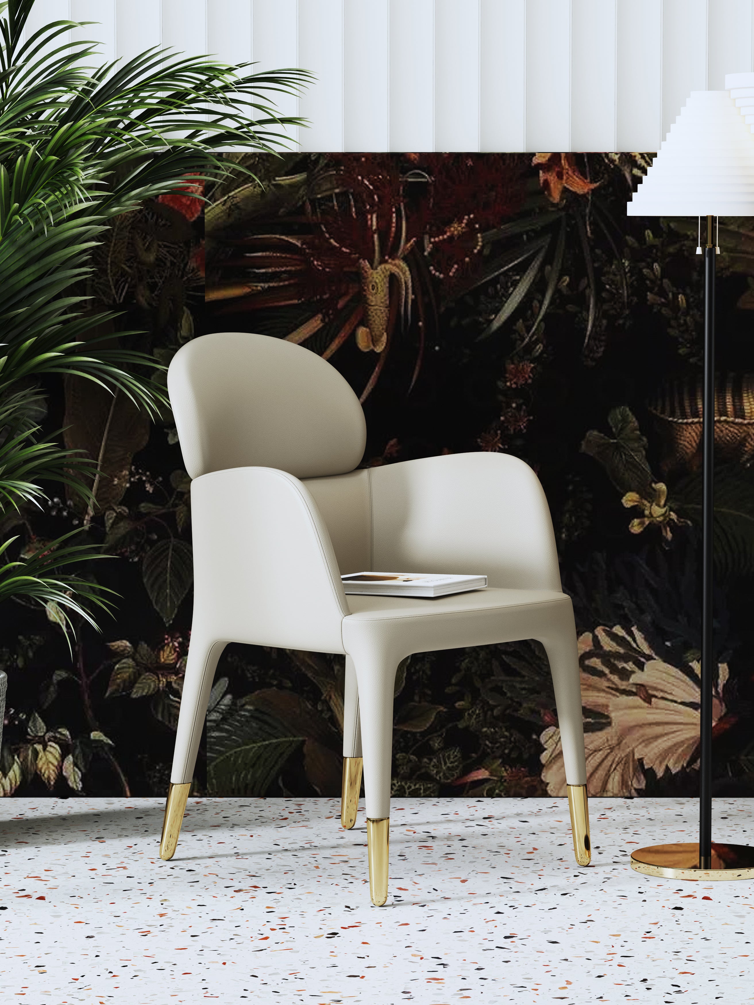 Metal-Frame Microfiber-Leather Dining Chair