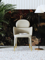 Metal-Frame Microfiber-Leather Dining Chair