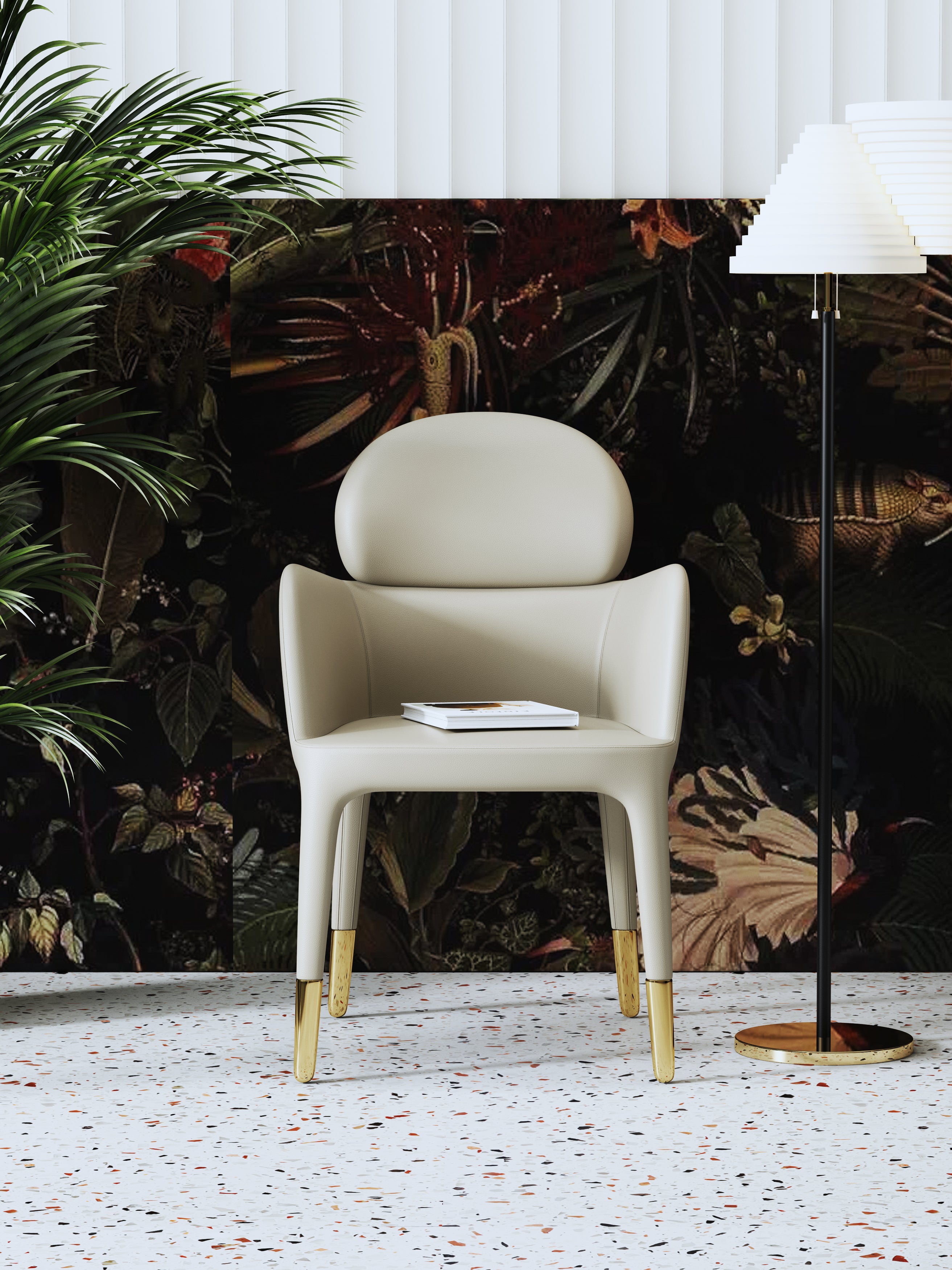 Metal-Frame Microfiber-Leather Dining Chair
