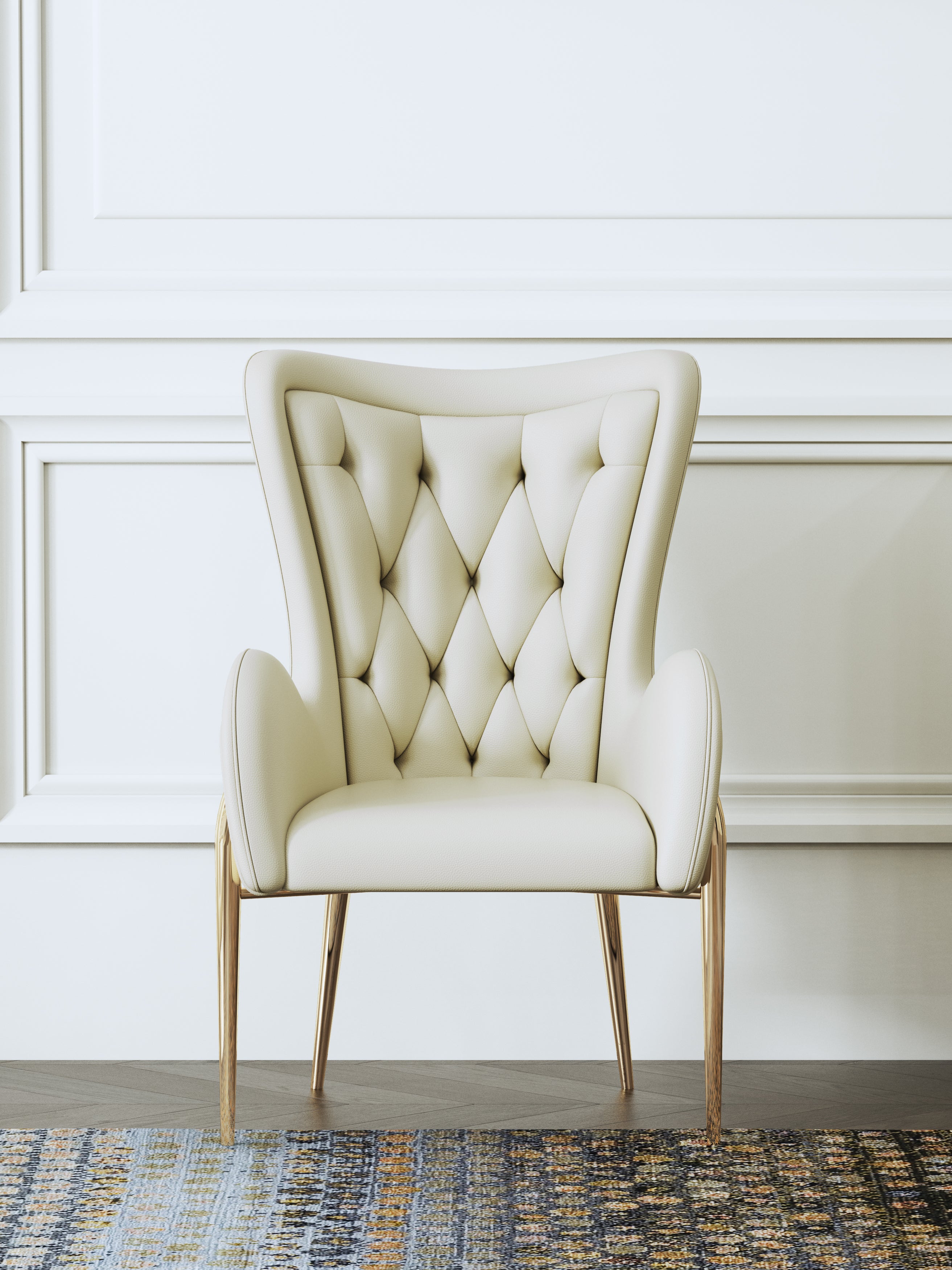 Wood-Frame Stainless-Steel Microfiber-Leather Dining Chair