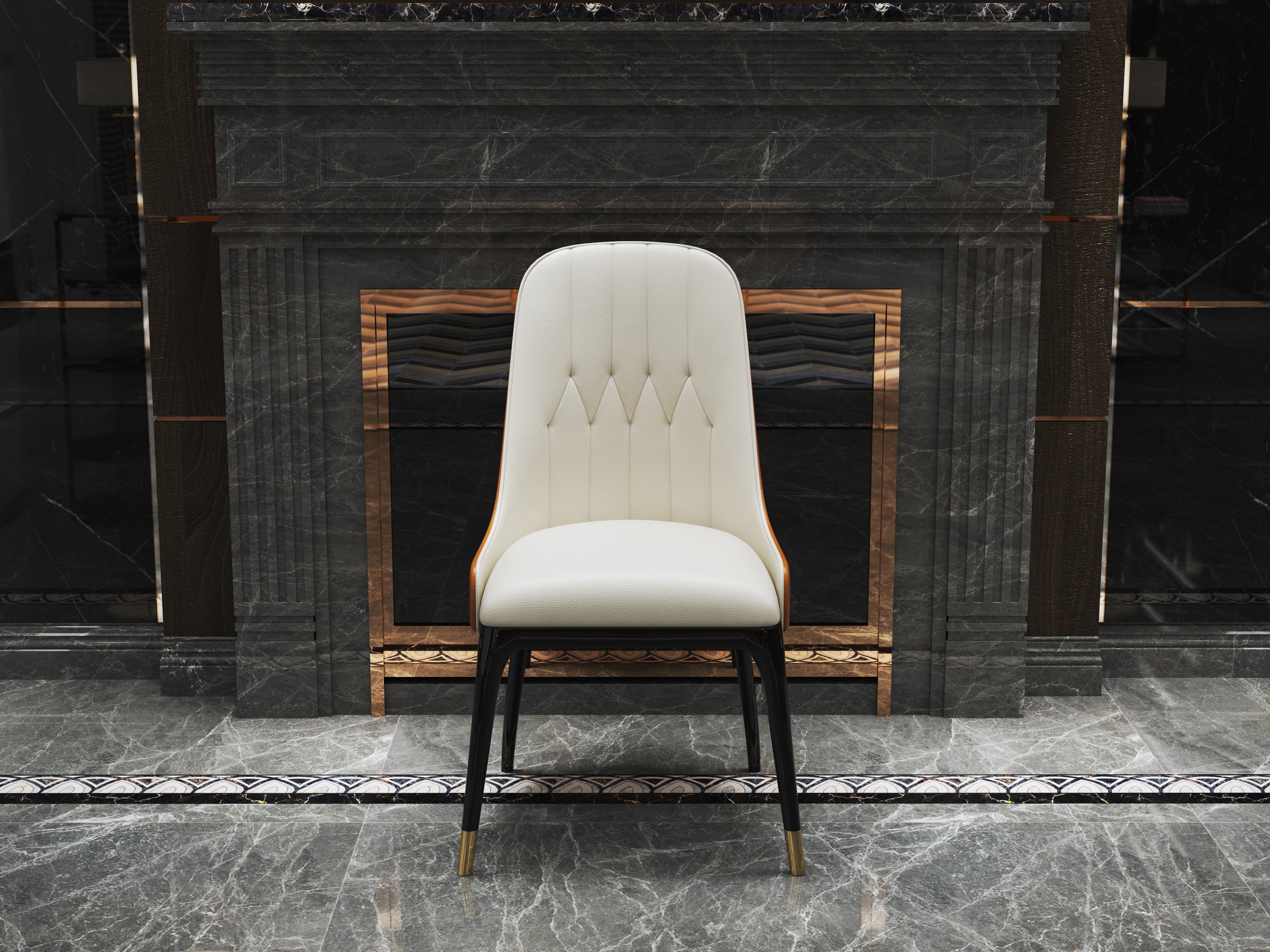 Wood-Frame Stainless-Steel Microfiber-Leather Dining Chair