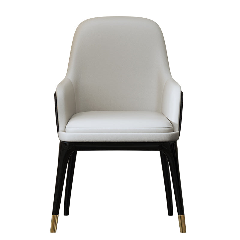 Wood-Frame Stainless-Steel Microfiber-Leather Dining Chair