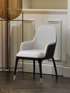 Wood-Frame Stainless-Steel Microfiber-Leather Dining Chair