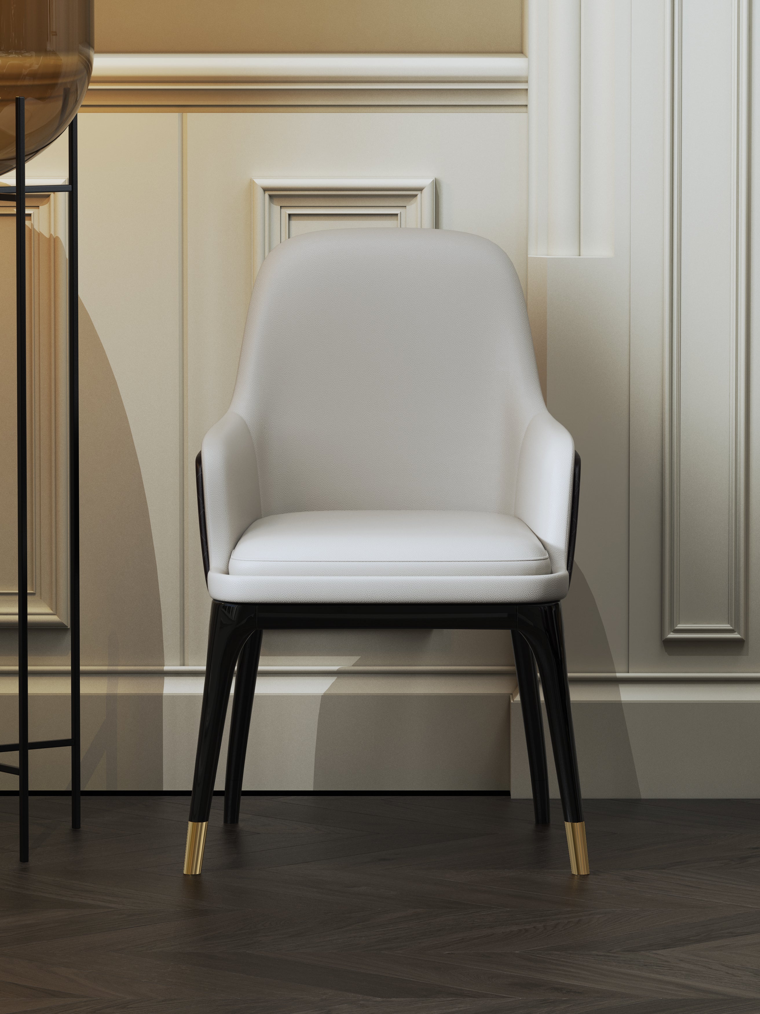 Wood-Frame Stainless-Steel Microfiber-Leather Dining Chair