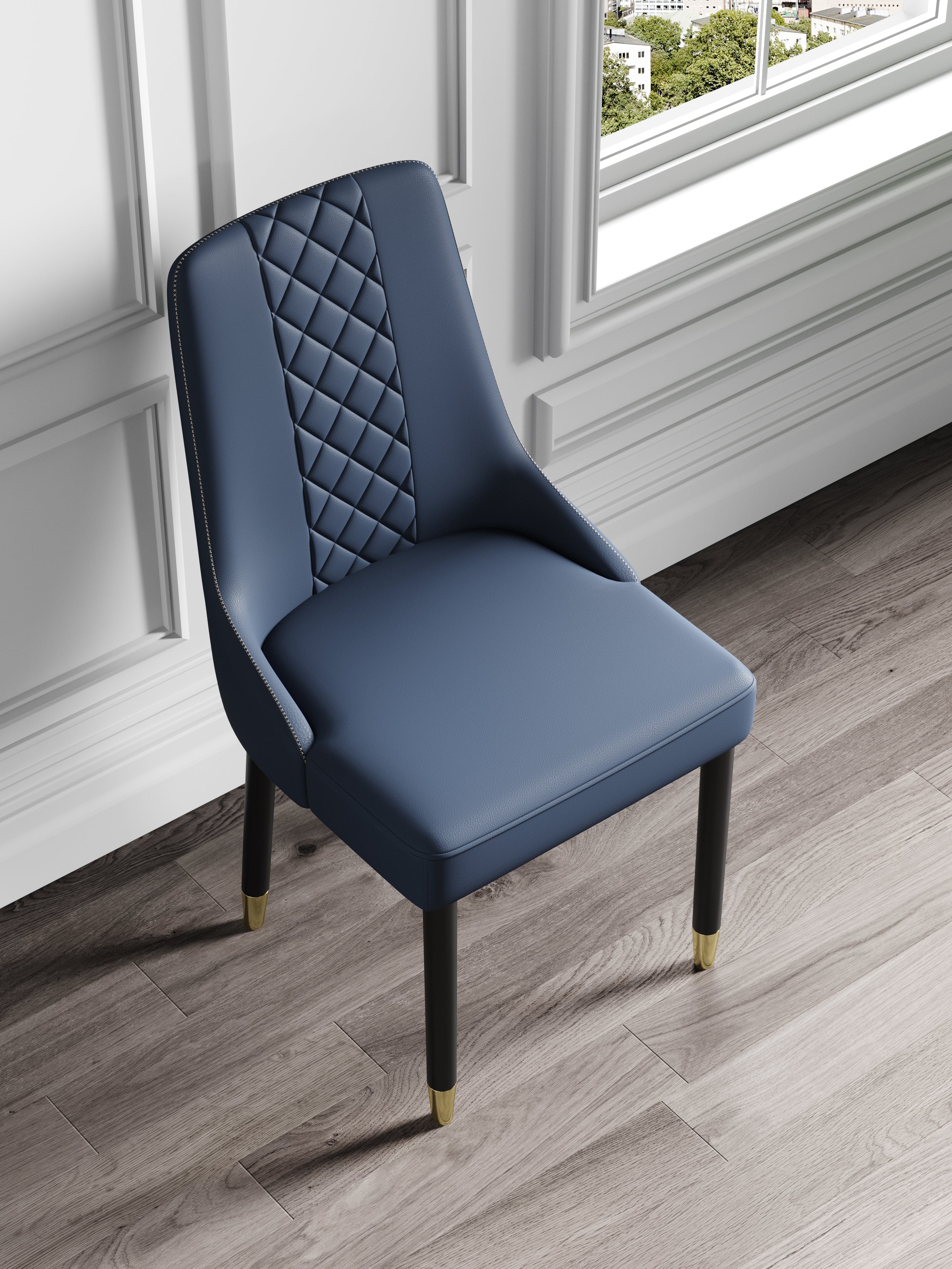 Gold-Tone Microfiber-Leather Dining Chair